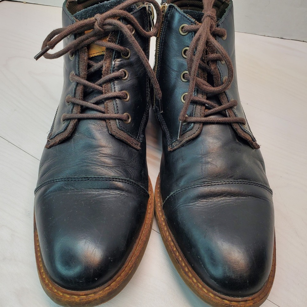 K Swiss Holten Boots Black Leather Side Zip Lace Up‎ Comfort Footbed Size 11 - Picture 3 of 13